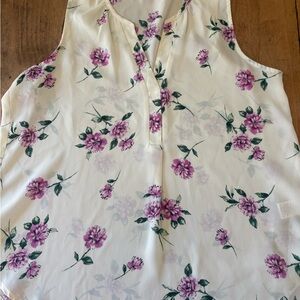 Lush Sleeveless Top - Cream and Purple